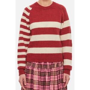 Molly Goddard XS maroon Ines striped wool sweater